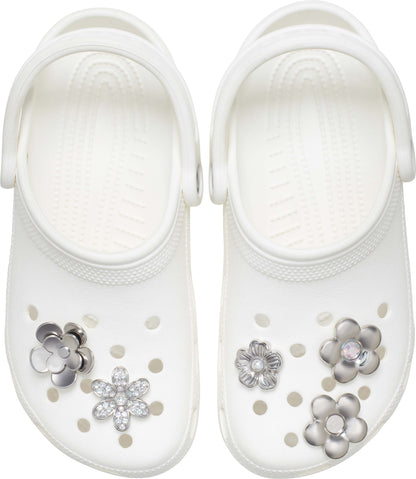 Jibbitz Monochrome Silver Flowers 5 Pack