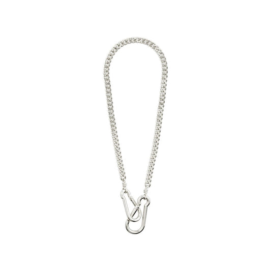 Hopeful Carabiner Curb Chain Necklace - Silver Plated