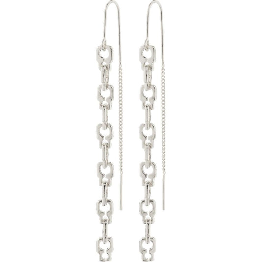 Live Recycled Chain Earrings - Silver Plated