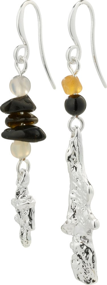 Flow Asymmetric Earrings - Silver Plated