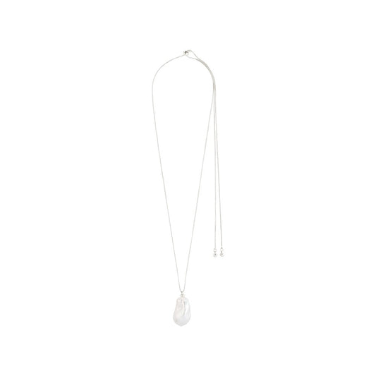 Sky Pearl Necklace - Silver Plated - White