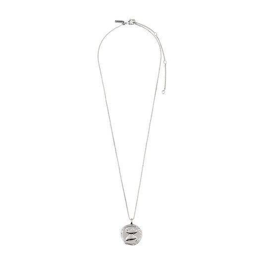 Pisces Zodiac Sign Necklace - Silver Plated - Crystal