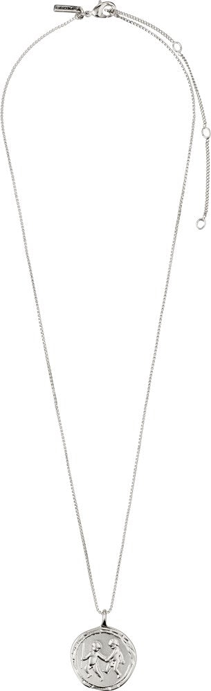 Gemini Zodiac Sign Necklace - Silver Plated - Crystal