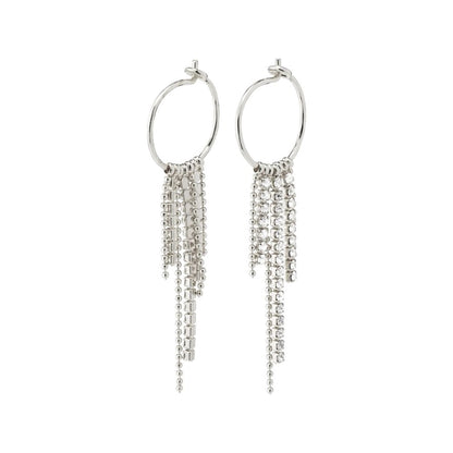 Maja Crystal Waterfall Hoop Earrings - Silver Plated
