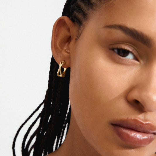 Kira Recycled Earrings - Gold Plated - Crystal