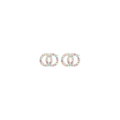 Jolina Recycled Earrings - Silver Plated - Multi Colour Crystal