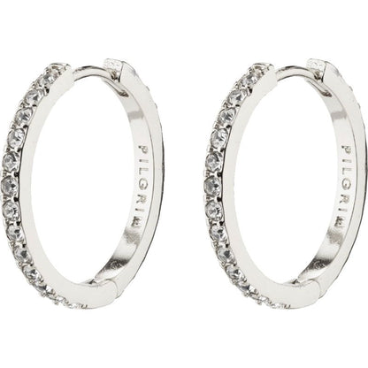 Ebna Medium Crystal Hoops - Silver Plated