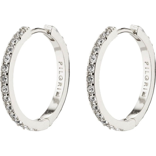 Ebna Medium Crystal Hoops - Silver Plated
