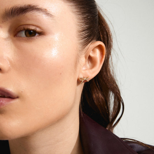 Catharina Recycled Earrings - Gold Plated - Crystal
