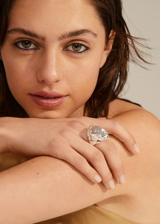 Flow Recycled Statement Ring - Silver Plated